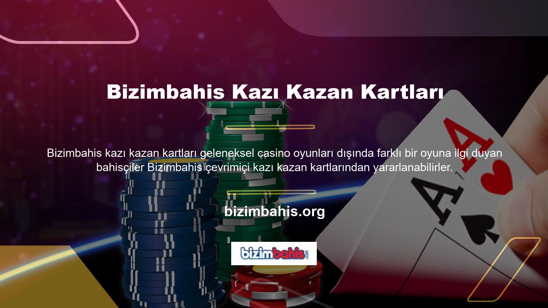 Bizimbahis sitesi yakın zamanda bir dizi kazı kazan kartı alternatifi ekledi